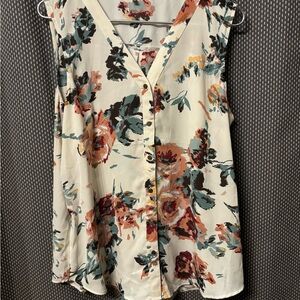 Maurices Floral V-Neck Sleeveless Blouse